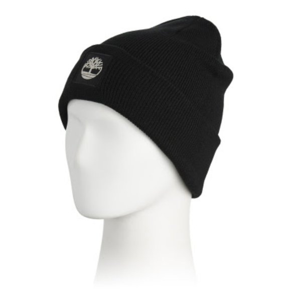 NEW TIMBERLAND Unisex Cuffed Black Beanie With Tonal Logo Patch - Picture 3 of 3